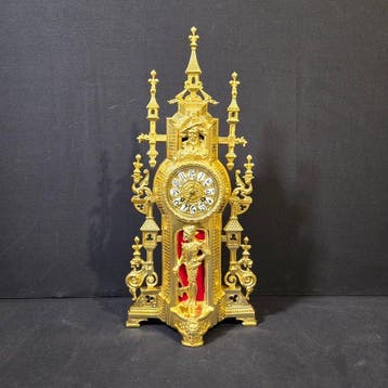Tafelklok Gotische stijl - Verguld brons - 1850-1900 - Top