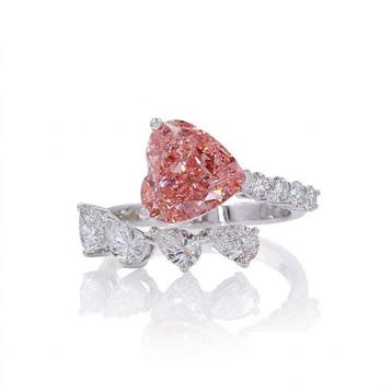 Ring - 14 karaat Witgoud - 3.83ct. tw. Roze Diamant (Fancy, Nieuw