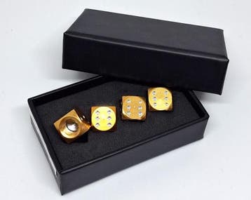 Dobbelsteen ventieldopjes goud in cadeau-verpakking., Auto diversen