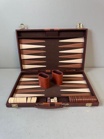 Bordspel - Luxe xxl grote vintage backgammon spelkoffer set