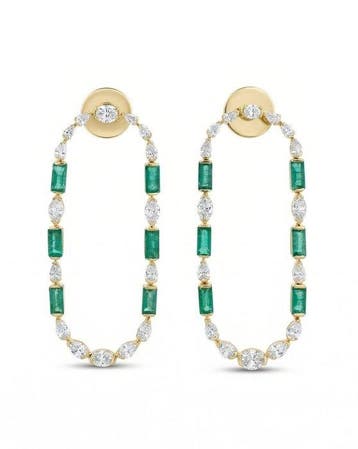 Statement oorbellen - 14 karaat Geel goud - 5.02ct. tw.