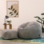 Cloudy Zitzak Corduroy + Poef - Lichtgrijs, Huis en Inrichting, Zitzakken, Verzenden, Nieuw