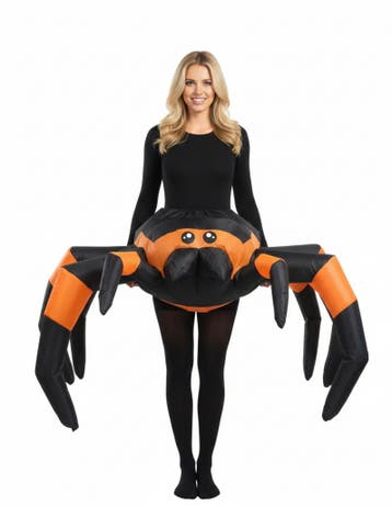 KIMU® Opblaas Kostuum Vogelspin Zwart Spin Opblaasbaar Pak S, Nieuw, Overige maten, Ophalen of Verzenden, Halloween