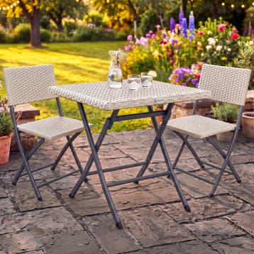 Tuinset van polyrotan, 3-delig, crèmekleurig (Tuinsets), Verzenden, Nieuw
