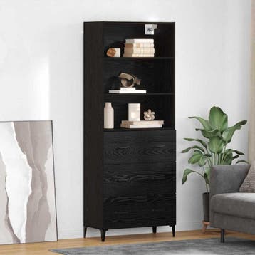 vidaXL buffetkast Zwart Eiken 69,5 x 34 x 180 cm Bewerkt, Huis en Inrichting, Kasten | Buffetkasten, Minder dan 50 cm, Verzenden