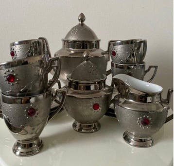 Hertel, Jacob & Co - Theeservies (15) - Porselein,, Antiek en Kunst