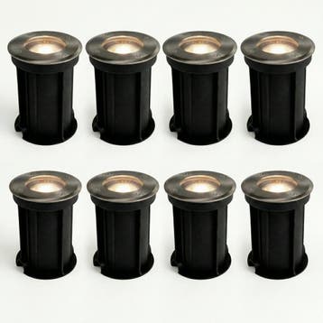 8-Stuks | LED Grondspot GU10 rond | Rhodos | RVS | IP66, Nieuw, Ophalen of Verzenden, Netvoeding, Spots