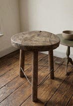 Kruk - Eik - Oude handgemaakte eikenhouten kruk