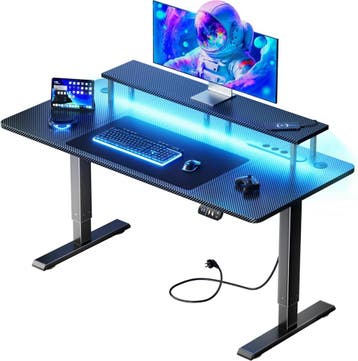 HLFURNIEU LED gamingbureau, 140 x 60 cm, elektrisch, met geï, Huis en Inrichting, Bureaus, Verzenden, Zo goed als nieuw
