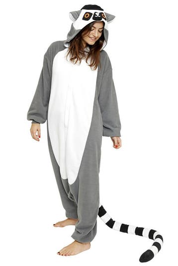 KIMU® Onesie Lemur Ringstaartmaki Pak S-M of 158-164 Ringsta, Carnaval, Nieuw, Ophalen of Verzenden, Kleding