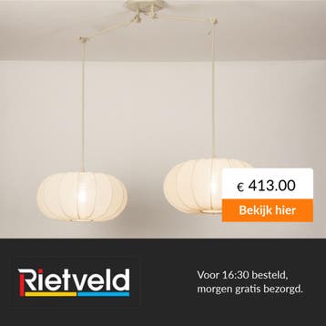Rietveld-Hanglampen-Beige, Zand-Stof, Metaal, Verzenden, Nieuw