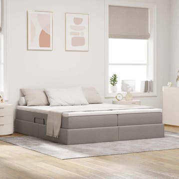 vidaXL Opbergbed met matras met matras Taupe 180 x 200 cm, Verzenden, Nieuw