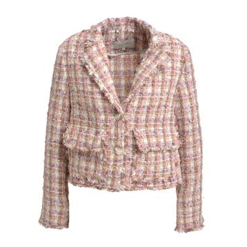 Milano Italy • bruin roze geruit jasje • 36, Bruin, Verzenden, Maat 36 (S), Milano Italy