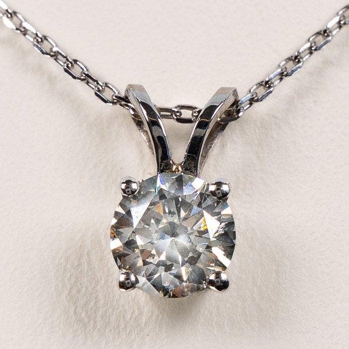Zonder minimumprijs - Ketting met hanger - 14 karaat Witgoud, Sieraden, Tassen en Uiterlijk, Antieke sieraden