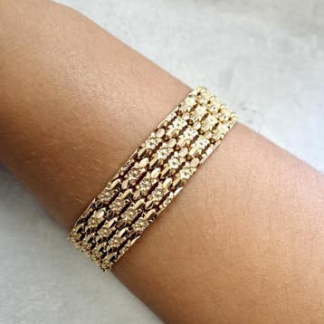 Vintage fantasie schakelarmband, Ophalen of Verzenden, Gebruikt, Goud, Goud