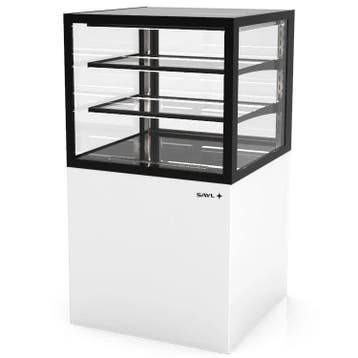Neutrale Vitrine | INTEGRA | Wit/Zwart | 3 Niveaus | Wielen, Verzenden, Nieuw in verpakking