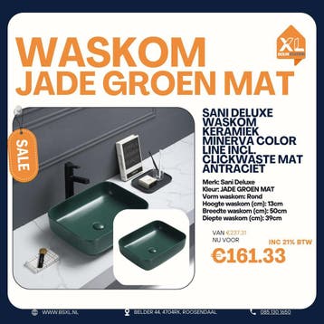 Mat Jade groene waskom 50x39 cm - OUTLET, Minder dan 50 cm, Nieuw, Ophalen of Verzenden, Minder dan 25 cm