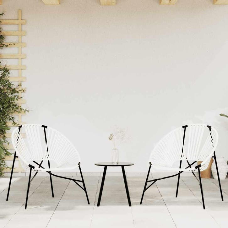 vidaXL Tuinstoelenset 3-delig poly rattan zwart en wit, Tuin en Terras, Tuinstoelen, Nieuw, Verzenden