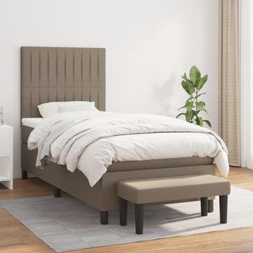 vidaXL Boxspring met matras stof taupe 100x200 cm, 100 cm, Eenpersoons, Verzenden, Nieuw