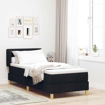 vidaXL Boxspringbed met hoofdeinde Zwart 80 x 200 cm Stof, Verzenden, Nieuw, Zwart, Stof