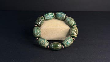 groene agaat armband met negen ogen – grote Dzi-kralen uit
