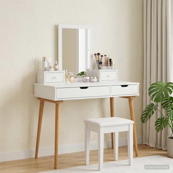 vidaXL Toilettafel Set FAUSKE 4 st Wit 100 x 50 x 143 cm, Verzenden, Nieuw