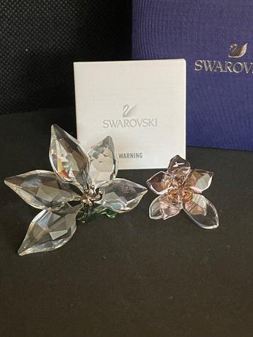 Swarovski - Beeldje - Woestijnroos en Orchidee (2) - Kristal, Antiek en Kunst
