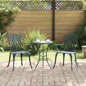 vidaXL Tuinstoel 2 pcs Groen 53 x 51 x 88,5cm Aluminium, Tuin en Terras, Tuinstoelen, Verzenden, Nieuw, Aluminium