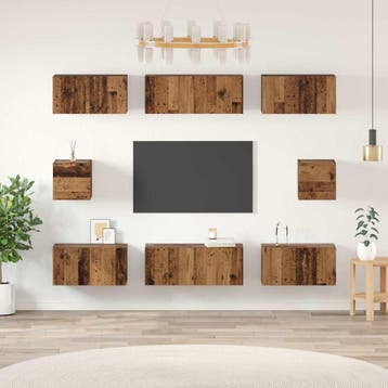 vidaXL Tv-meubelset 8 st Oud Hout Bewerkt hout, Huis en Inrichting, Kasten | Televisiemeubels, Minder dan 50 cm, Verzenden, Nieuw