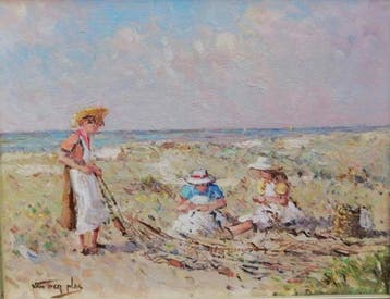 Niek van der Plas (1954) - Nettenboetsers aan het werk bij