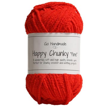 Go Handmade Happy Chunky Fine - 17860 Red - Chenille Garen, Ophalen of Verzenden, Nieuw