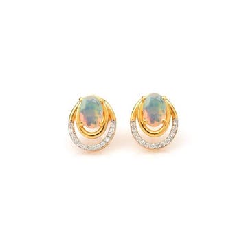 Oorstekers - 14 karaat Geel goud - 1.04ct. tw. Opaal -
