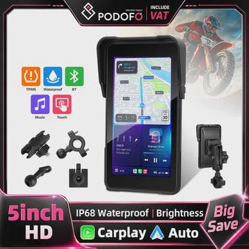 5" Smart Motorfiets Display met CarPlay, Android Auto & IP68, Verzenden, Nieuw