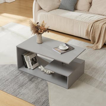Salontafel Haarlem rechthoekig lichtgrijs 90x50x41 cm [en.ca, Verzenden, Nieuw