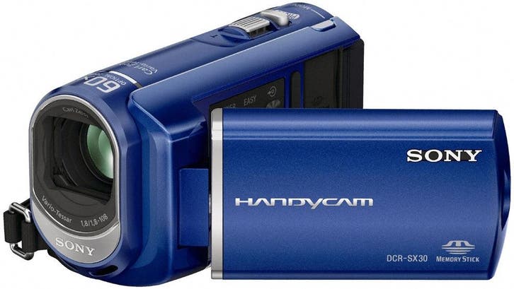 Sony Handycam DCR-SX30E Videocamera - Blauw, Audio, Tv en Foto, Videocamera's Digitaal, Zo goed als nieuw, Verzenden