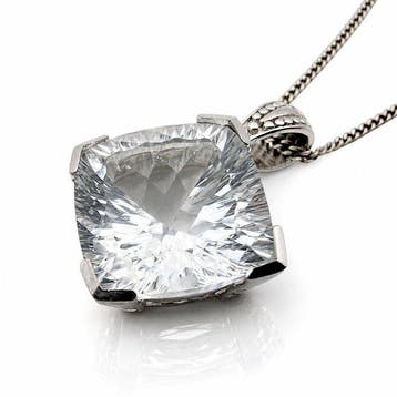 Zonder minimumprijs - Halsketting Zilver - Helder kwarts, Sieraden, Tassen en Uiterlijk, Kettingen, Nieuw