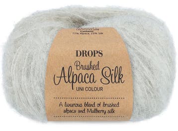 DROPS Brushed Alpaca Silk Uni Colour - 35 parelgrijs - Wol, Ophalen of Verzenden, Nieuw