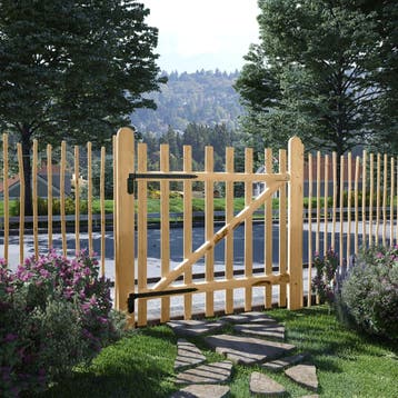 vidaXL Poort enkel 100x100 cm hazelaarhout, Verzenden, Nieuw