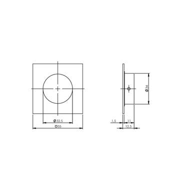 Intersteel Schuifdeurkom vierkant ø34/55mm - RVS, Doe-het-zelf en Verbouw, Hang- en Sluitwerk, Verzenden, Nieuw