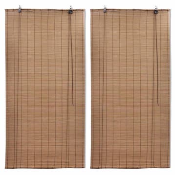 vidaXL Rolgordijnen 2 st 100x160 cm bamboe bruin, Verzenden, Nieuw, Bruin