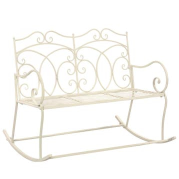 vidaXL Tuinbank 104 cm ijzer antiekwit, Tuin en Terras, Verzenden, Nieuw, Metaal