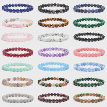 Natuurstenen Kralen Armband - Amethist, Aquamarijn, Jade & m, Verzenden, Nieuw