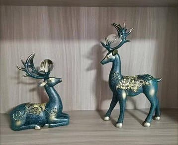 Figuur - Set van twee herten beeldjes (2) - Hars