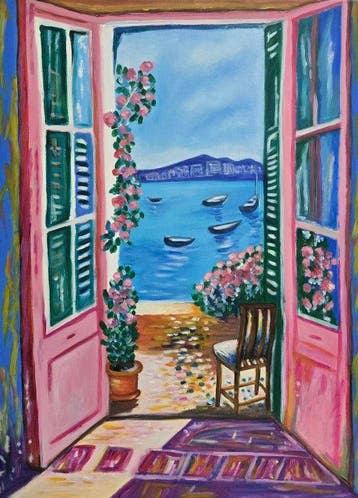 École fauve française (XX) - Fenêtre sur la mer bleue