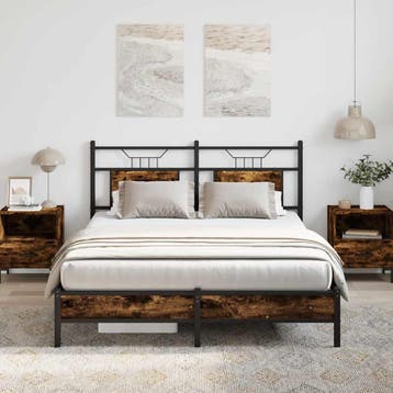 vidaXL Bedframe zonder matras hout gerookt eikenkleurig, Bruin, Verzenden, Hout, Nieuw