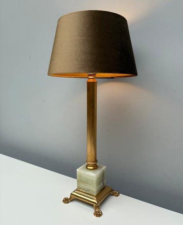 Tafellamp - Messing, Onyx - Schemerlamp gemaakt van messing