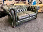 Chesterfield Maarssen ! Groen Leren 2 Zits Chesterfield Bank, Huis en Inrichting, Banken | Bankstellen, Ophalen, Gebruikt, CHESTERFIELD