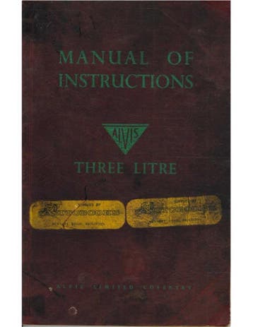 1953 ALVIS TREE LITRE INSTRUCTIEBOEKJE ENGELS