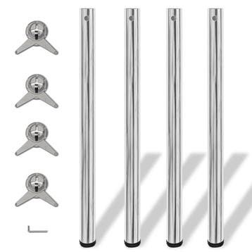 vidaXL Tafelpoten in hoogte verstelbaar chroom 870 mm 4 st, Huis en Inrichting, Verzenden, Nieuw