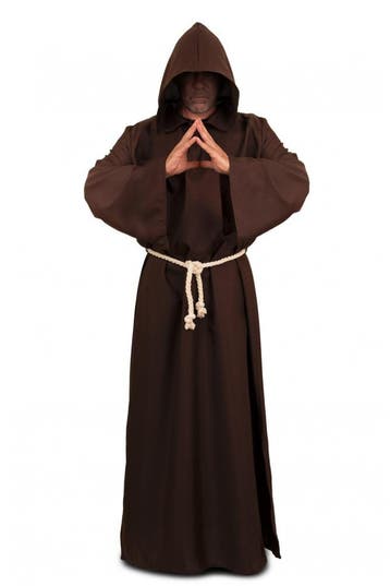 KIMU® Monnik Kostuum Bruin Magere Hein Pak Beul Lange Cape G, Carnaval, Nieuw, Overige maten, Ophalen of Verzenden
